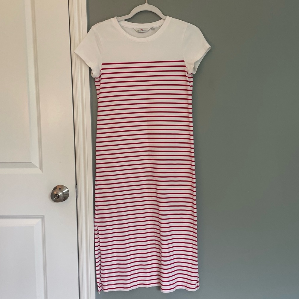 Vineyard Vines Lighthouse Red White Short Sleeve T-Shirt Midi Dress